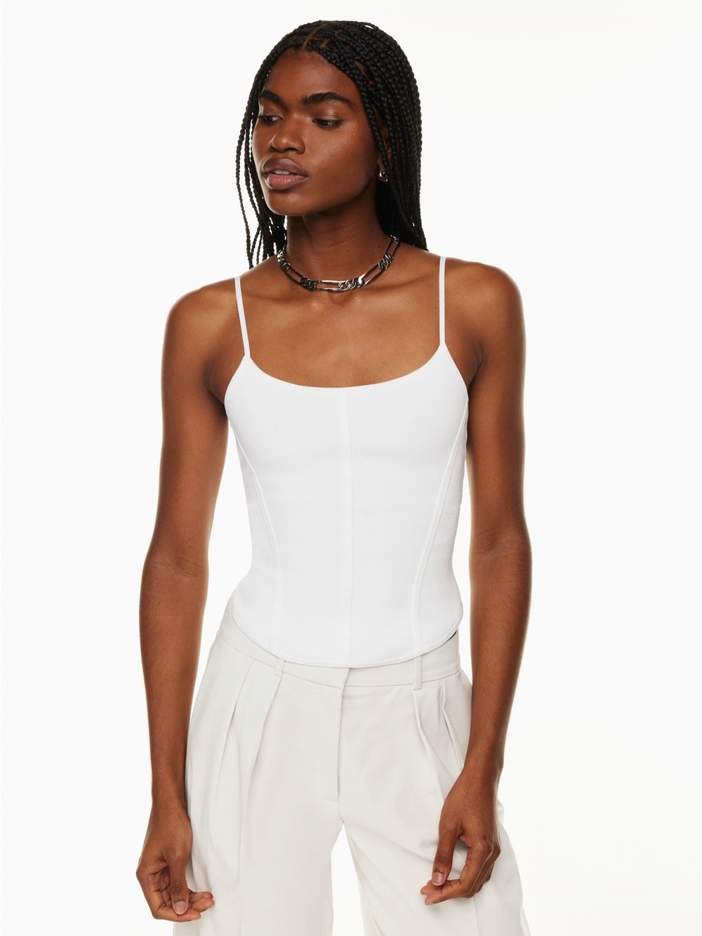Aritzia Sculpt Knit Bustier Camisole White